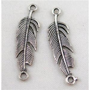 Tibetan silver feather connector, Non-nickel, approx 8x30mm [DK10399]