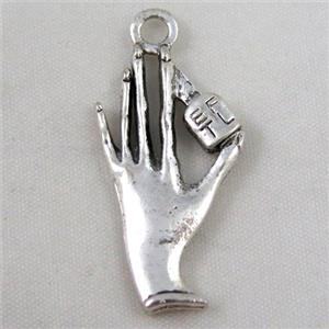 Tibetan silver hand pendant, Non-nickel, approx 17x40mm [DK10413]