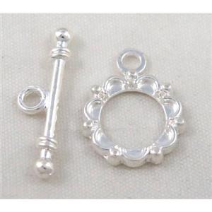 Tibetan Silver Toggle Clasp Non-Nickel, approx 15mm dia, stick 23mm [DK10421]