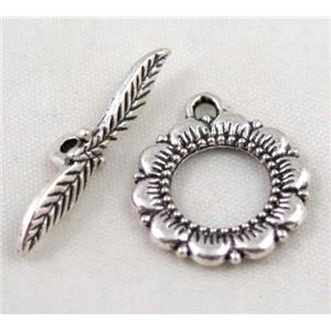 Tibetan Silver Toggle Clasp Non-Nickel, approx 17mm dia, stick 25mm [DK10425]