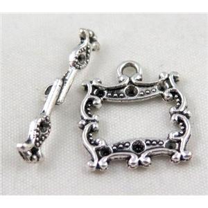 Tibetan Silver Toggle Clasp Non-Nickel, approx 17x20mm, stick 26mm [DK10426]