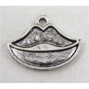 Tibetan silver lip pendant, Non-nickel, approx 20x15mm [DK10434]
