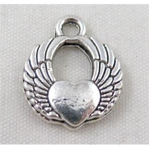 Tibetan silver wing pendant, Non-nickel, approx 15mm dia [DK10440]