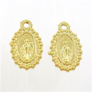 alloy pendant, Blessed Virgin Mary, gold plated, approx 9-12mm [FD10437]