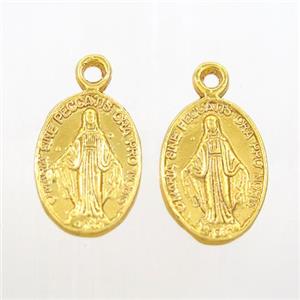 alloy pendant, Blessed Virgin Mary, gold plated, approx 10-13mm [FD10438]