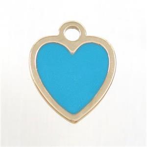 copper heart pendant, blue enamel, gold plated, approx 15-16mm [FD10440]