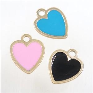 copper heart pendant, mix enamel, gold plated, approx 15-16mm [FD10444]