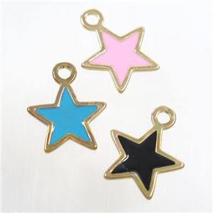 copper star pendant, mix enamel, gold plated, approx 15-16mm [FD10450]
