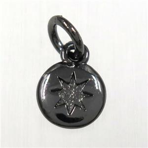 copper northstar pendants, circle, black plated, approx 7mm dia [FD10466]