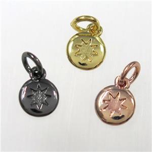 copper northstar pendants, circle, mixed color, approx 7mm dia [FD10470]