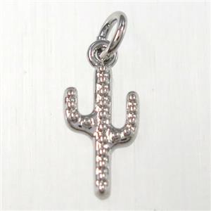 copper cactus pendants, platinum plated, approx 8-16mm [FD10477]