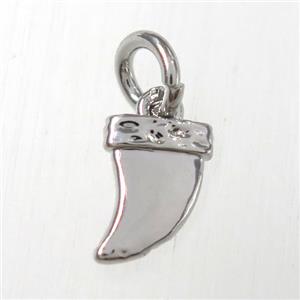 copper pendants, horn, platinum plated, approx 6-10mm [FD10480]