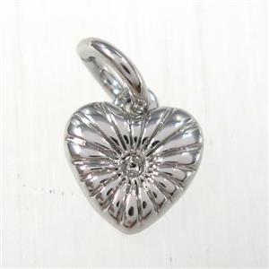 copper heart pendants, platinum plated, approx 8mm [FD10485]
