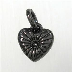 copper heart pendants, black plated, approx 8mm [FD10487]