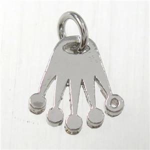 copper hand pendants, platinum plated, approx 10mm [FD10490]