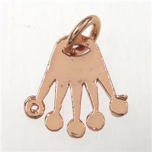 copper hand pendants, rose gold, approx 10mm [FD10491]