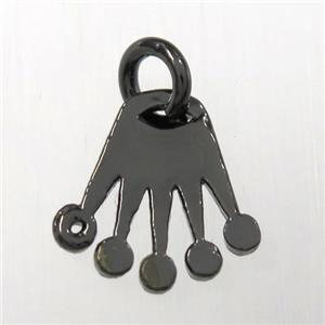 copper hand pendants, black plated, approx 10mm [FD10492]