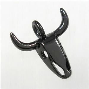 copper bullhead pendants, black plated, approx 15mm [FD10496]
