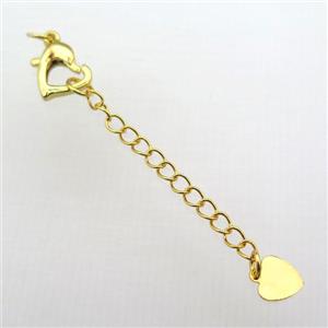 copper necklace extender, gold plated, approx 12mm, 60mm length [FD10499]