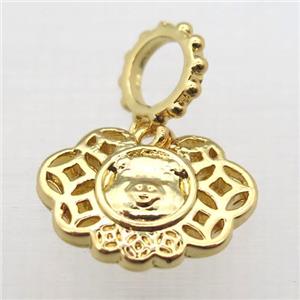 copper pig pendant, gold plated, approx 12-15mm, 10mm [FD10506]
