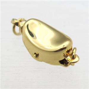 copper clip clasp, yuanbao, gold plated, approx 8-14mm [FD10513-L]