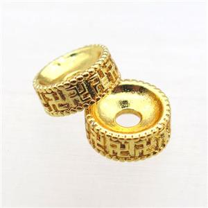 copper rondelle spacer beads, Religious, gold plated, approx 10mm dia [FD10517]