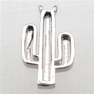 copper cactus pendant, platinum plated, approx 9-17mm [FD10518]