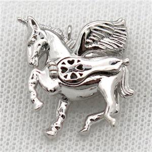 copper unicorn pendant, platinum plated, approx 20-25mm [FD10530]
