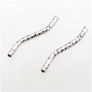 copper tube beads, platinum plated, approx 1.5x20mm [FD10536]