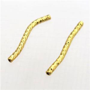 copper bend tube beads, gold plated, approx 1.5x20mm [FD10537]