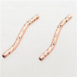 copper bend tube beads, rose gold, approx 1.5x20mm [FD10538]