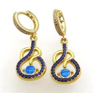 copper hoop earring paved zircon, gold plated, approx 16-23mm, 14mm dia [FD10564]