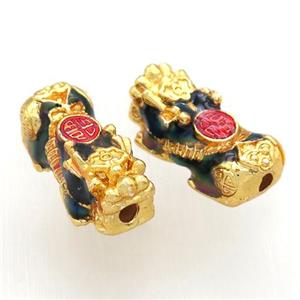 enameling copper dragon beads, gold plated, approx 13-25mm, 3mm hole [FD10569]