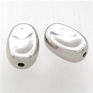 copper yuanbao beads, platinum plated, approx 12-18mm [FD10576]