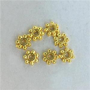 24K gold Alloy daisy spader beads, approx 4mm dia [FD10586]