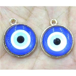 enamel copper pendant, eye, gold plated, approx 18mm dia [FD215]