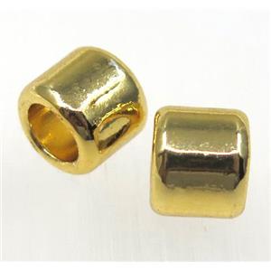 Colorfast copper tube beads, gold platd, approx 8mm, 5mm hole [FD236]