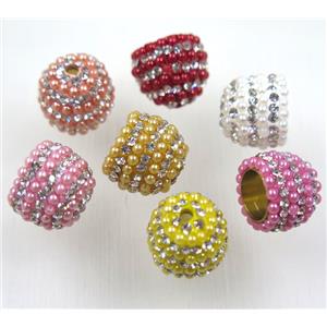 copper tassel bail pave resin ball, cloche, mix color, approx 12mm, 10mm hole [FD240]