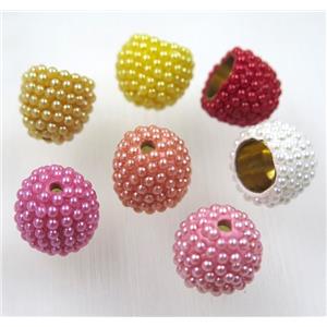 copper tassel bail pave resin ball, cloche, mix color, approx 12mm, 10mm hole [FD241]