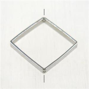 brass square beads, 2 holes, platinum plated, approx 18x18mm [FD254]