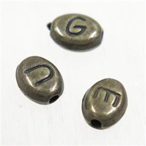 alloy letter beads, mixed, antique bronze, approx 6-7mm [FD316]