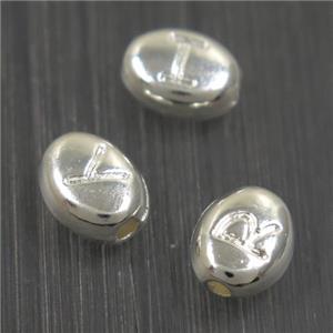alloy letter beads, mixed, silver plated, approx 6-7mm [FD319]