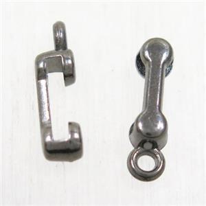 alloy phone pendant, black plated, approx 3.5-14mm [FD324]