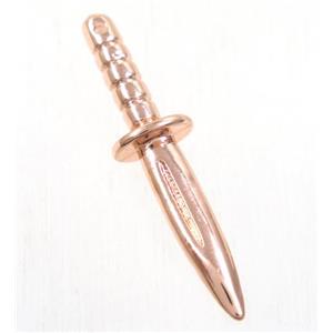 colorfast copper knife pendant, rose gold, approx 4-33mm [FD331]