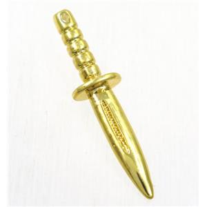 colorfast copper knife pendant, gold plated, approx 4-33mm [FD333]