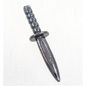 colorfast copper knife pendant, black plated, approx 4-33mm [FD334]