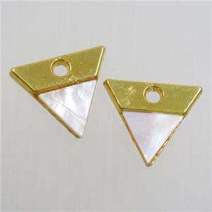 colorfast copper pendant paved shell, triangle, gold plated, approx 13-14mm [FD351]