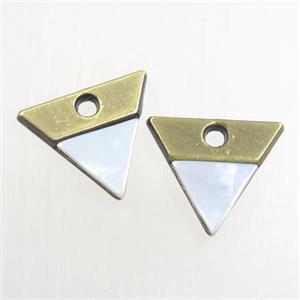 colorfast copper pendant paved shell, triangle, antique bronze, approx 13-14mm [FD353]