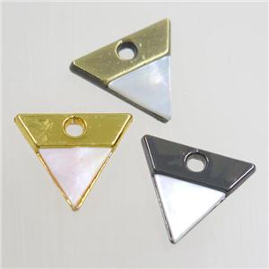 colorfast copper pendant paved shell, triangle, mixed, approx 13-14mm [FD354]