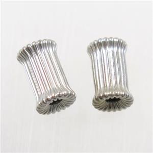 corrugated copper tube beads, platinum plated, approx 6-9mm [FD375]